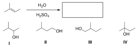 <strong>Predict the major product of the following reaction. </strong> A) I B) II C) III D) IV