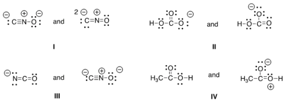 <strong>Which of the following pair does not represent resonance structures? </strong> A) I B) II C) III D) IV