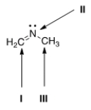 <strong>What is the hybridization for each of the indicated atoms in the following compound? </strong> A) I = sp<sup>2</sup>; II = sp<sup>2</sup>; III = sp<sup>2</sup>. B) I = sp<sup>2</sup>; II = sp<sup>3</sup>; III = sp<sup>3</sup>. C) I = sp; II = sp<sup>2</sup>; III = sp<sup>3</sup>. D) I = sp<sup>2</sup>; II = sp<sup>2</sup>; III = sp<sup>3</sup>.