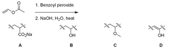 <strong>Identify the repeating unit in the polymer formed from the following reaction sequence. </strong> A)A B)B C)C D)D