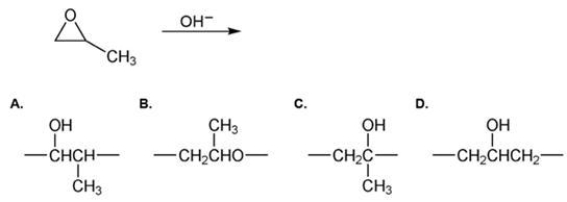 <strong>Which of the following is the repeating unit of the polymer formed in the polymerization reaction shown below? </strong> A)A B)B C)C D)D