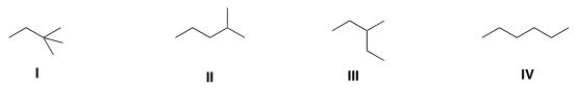 <strong>Which of the following compounds has the highest boiling point? </strong> A)I B)II C)III D)IV