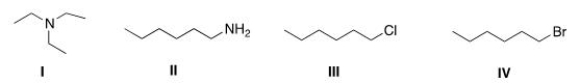 <strong>Which of the following compounds has the highest boiling point? </strong> A)I B)II C)III D)IV