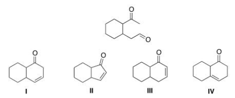 <sup> </sup>What is the cyclic product formed in the intramolecular Aldol condensation when the following compound is treated with aqueous NaOH?