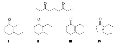 <sup> </sup>What cyclic product is formed in the intramolecular Aldol condensation when the following compound is treated with aqueous NaOH?