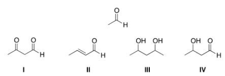 What is the product of the self-condensation of ethanal (acetaldehyde), shown below?