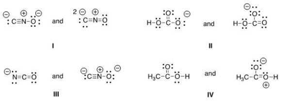 <strong>Which of the following pair does not represent resonance structures? </strong> A)I B)II C)III D)IV