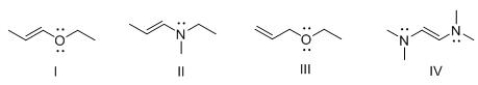 <strong><sup> </sup>Consider compounds which contain both a heteroatom and a double bond.For which compound is no additional Lewis structure possible? </strong> A)I B)II C)III D)IV