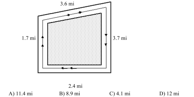 A train travels around an amusement park following the route shown. How far does it travel in one circuit?