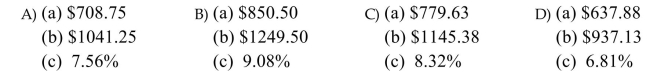 Find (a) the discount, (b) the amount of money received, and (c) the true interest rate. P = $1750, r = 4.5%, t = 9 years