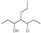 <strong>A correct IUPAC name for the following compound is: </strong> A) 4-propyl-5-chloro-3-heptanol B) 4-propyl-3-chloro-5-heptanol C) 4-(1-chloropropyl)-3-heptanol D) 5-chloro-4-propyl-3-heptanol E) 3-hydroxy-4-propyl-5-chloroheptane