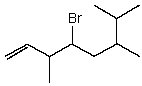 <strong>A correct IUPAC name for the following compound is: </strong> A) 3,6,7-trimethyl-4-bromo-1-octene B) 4-bromo-3-methyl-6-isopropyl-1-heptene C) 4-bromo-3,6,7-trimethyl-1-octene D) 4-bromo-6-isopropyl-3-methyl-1-heptene E) 4-bromo-6-isopropyl-3,6-dimethyl-1-hexene