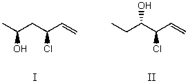 <strong>I and II are: </strong> A) constitutional isomers. B) enantiomers. C) identical. D) diastereomers. E) not isomeric.