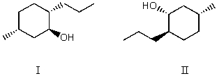 <strong>I and II are: </strong> A) constitutional isomers. B) enantiomers. C) identical. D) diastereomers. E) not isomeric.