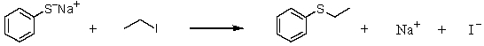 <strong>Identify the leaving group in the following reaction. </strong> A) C<sub>6</sub>H<sub>5</sub>S<sup>-</sup> B) Na<sup>+</sup> C) CH<sub>3</sub>CH<sub>2</sub>I D) C<sub>6</sub>H<sub>5</sub>SCH<sub>2</sub>CH<sub>3</sub> E) I<sup>-</sup>