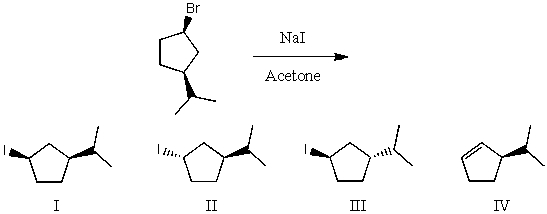 <strong>What would be the major product(s)of the following reaction? </strong> A) I B) II C) III D) IV E) None of the above