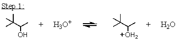 <strong>Which mechanistic step in the acid-catalyzed dehydration of 3,3-dimethyl-2-butanol is the rate determining step?</strong> A) B) C) D) E)