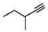 <strong>What is the structure of a compound with formula C<sub>6</sub>H<sub>10</sub> which has IR absorption at approximately 3300 cm<sup>-1</sup> and which can be catalytically reduced with hydrogen to 2-methylpentane?</strong> A) B) C) D) E)