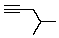 <strong>What is the structure of a compound with formula C<sub>6</sub>H<sub>10</sub> which has IR absorption at approximately 3300 cm<sup>-1</sup> and which can be catalytically reduced with hydrogen to 2-methylpentane?</strong> A) B) C) D) E)