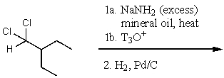 <strong>Which would be the major product of the following reaction sequence? </strong> A) (CH<sub>3</sub>CH<sub>2</sub>)<sub>2</sub>C=C=CHT B) (CH<sub>3</sub>CH<sub>2</sub>)<sub>2</sub>C=C=CH<sub>2</sub> C) (CH<sub>3</sub>CH<sub>2</sub>)<sub>2</sub>CHCCT D) (CH<sub>3</sub>CH<sub>2</sub>)<sub>2</sub>CHCH=CHT E) None of the above