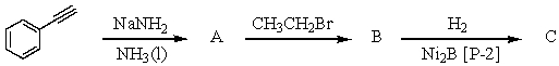 <strong>The structure of the product,C,of the following sequence of reactions would be: </strong> A) B) C) D) E)