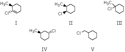 Treating 1-methylcyclohexene with HCl would yield primarily which of these?  