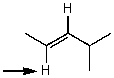 Which one of the following best represents the predicted approximate chemical shift and coupling for the hydrogen(s)indicated with the arrow?  