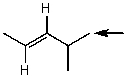 Which one of the following best represents the predicted approximate chemical shift and coupling for the hydrogen(s)indicated with the arrow?  