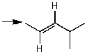 Which one of the following best represents the predicted approximate chemical shift and coupling for the hydrogen(s)indicated with the arrow?  