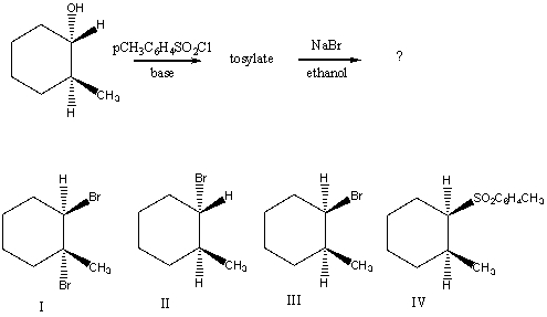 <strong>What would be the major product of the following reaction sequence? </strong> A) I B) II C) III D) IV E) An equimolar mixture of II and III