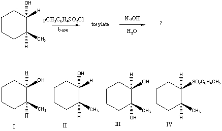<strong>What would be the major product of the following reaction sequence? </strong> A) I B) II C) III D) IV E) An equimolar mixture of I and II