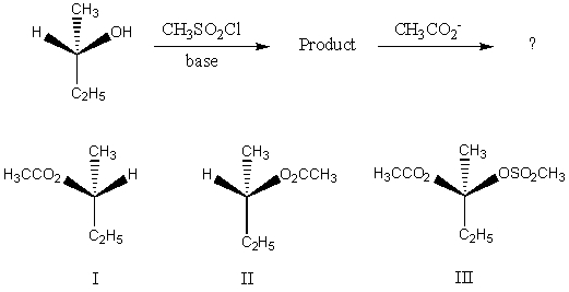 <strong>The major product of the following reaction would be: </strong> A) I B) II C) III D) Equal amounts of I and II E) None of these