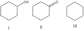 <strong>List the following compounds in order of increasing level of oxidation:  </strong> A) I,II,III B) I,III,II C) II,I,III D) III,II,I E) III,I,II <div style=padding-top: 35px> 