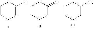 <strong>List the following compounds in order of increasing level of oxidation:  </strong> A) I,II,III B) III,II,I C) II,I,III D) III,I,II E) I,III,II <div style=padding-top: 35px> 