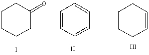 <strong>List the following compounds in order of increasing level of oxidation:  </strong> A) I,II,III B) III,II,I C) II,I,III D) III,I,II E) I,III,II <div style=padding-top: 35px> 