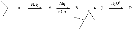 <strong>The final product,D,in the following reaction sequence   , would be:</strong> A)   B)   C)   D)   E)   <div style=padding-top: 35px> 