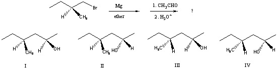 <strong>Predict the product(s)of the following reaction sequence:  </strong> A) A mixture of I and II B) A mixture of I and III C) A mixture of II and III D) A mixture of II and IV E) A mixture of III and IV <div style=padding-top: 35px> 