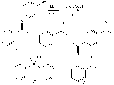 <strong>Predict the product(s)of the following reaction sequence:  </strong> A) I B) II C) III D) IV E) V <div style=padding-top: 35px> 
