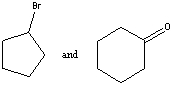 <strong>Your task is to synthesize   through a Grignard synthesis.Which pairs of compounds listed below would you choose as starting materials?</strong> A)   B)   C)   D)   E) None of these <div style=padding-top: 35px> 