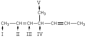 <strong>Which hydrogen atom(s)of is/are most susceptible to abstraction by free radicals?</strong> A) I B) II C) III D) IV E) V