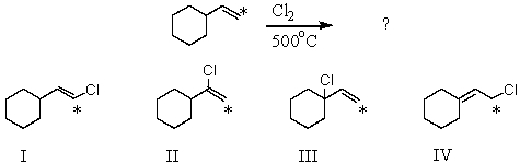<strong>What product(s)would you expect from the following substitution reaction? </strong> A) I B) II C) III D) IV E) More than one of the above