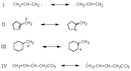 <strong>Which is not an example of resonance? </strong> A) I B) II C) III D) IV E) None of these are examples of resonance.