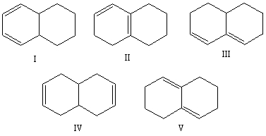<strong>Select the structure of the isolated diene. </strong> A) I B) II C) III D) IV E) V