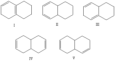 <strong>Which alkene would you expect to have the lowest heat of hydrogenation? </strong> A) I B) II C) III D) IV E) V