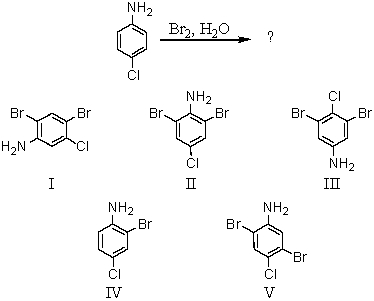 <strong>Consider the following reaction: what is the expected product? </strong> A) I B) II C) III D) IV E) V