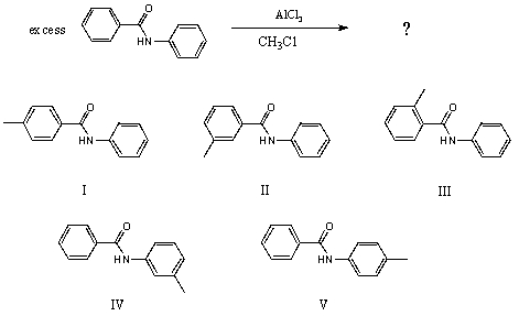 <strong>What would you expect to be the major product obtained from the following reaction? </strong> A) I B) II C) III D) IV E) V