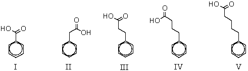 <strong>Which of the following compounds would yield the greatest amount of meta product when subjected to ring nitration? </strong> A) I B) II C) III D) IV E) V