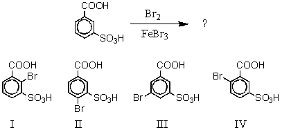 <strong>What would you expect to be the major product obtained from the following reaction? </strong> A) I B) II C) III D) IV E) Equal amounts of II and IV
