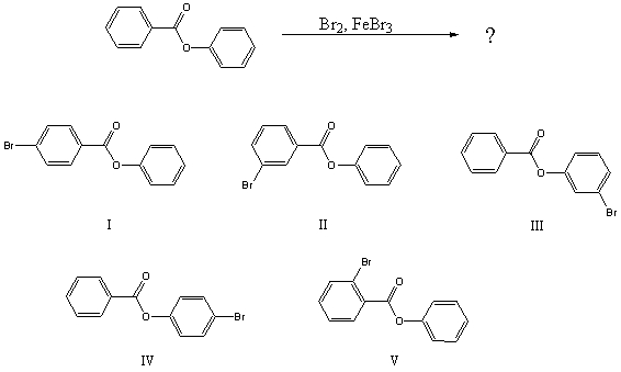 <strong>What would you expect to be the major product obtained from the following reaction? </strong> A) I B) II C) III D) IV E) V