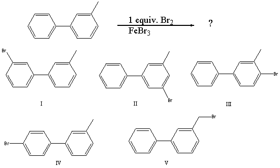 <strong>What would you expect to be the major product obtained from the following reaction? </strong> A) I B) II C) III D) IV E) V